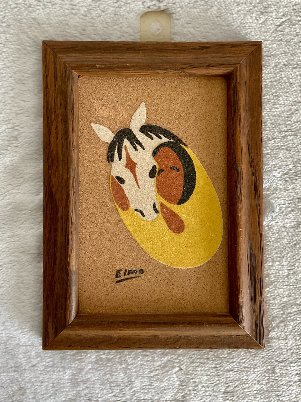 Authentic Framed Navajo Native American Sand Painting “Pony Boy” Signed by Elmo
